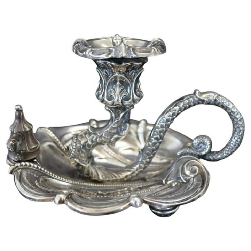 Art Nouveau candle holder in 800 silver by Wilhelm Binder • Online ...